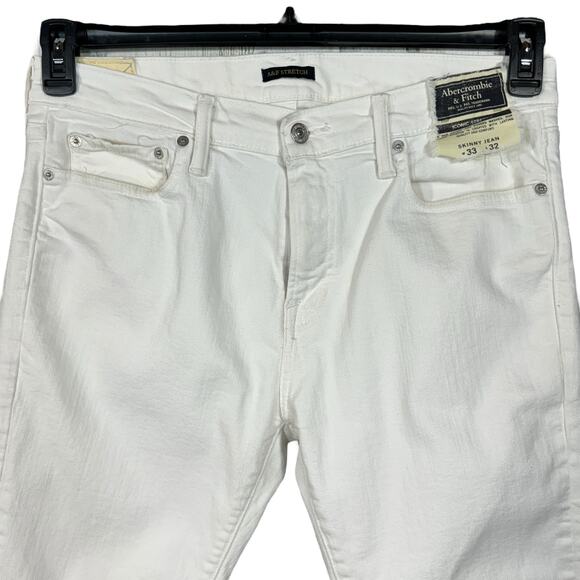 Abercrombie & Fitch SZ W33 L32 Skinny Jeans Iconic Stretch Hi-Rise Zip-Fly White - Picture 2 of 13